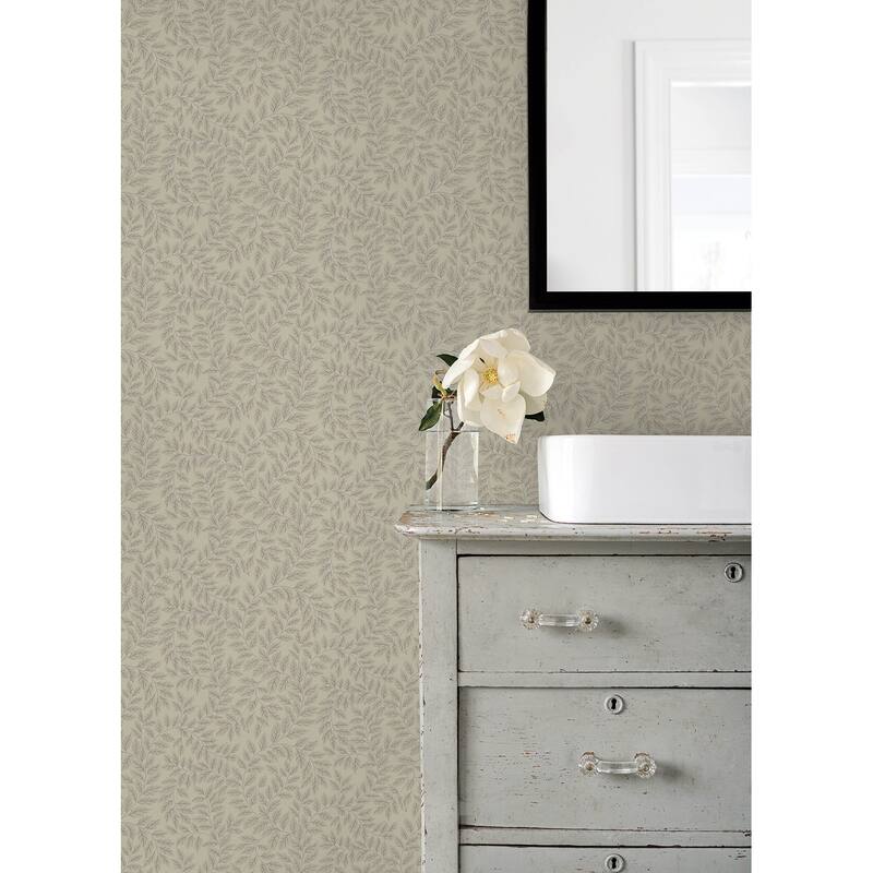 A-Street Prints Lindlov Taupe Leafy Vines Wallpaper