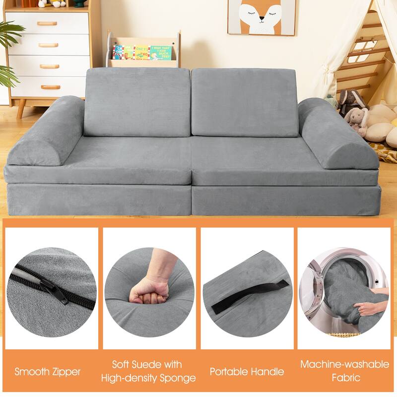 Convertible Kids Sofa Playset with Zipper
