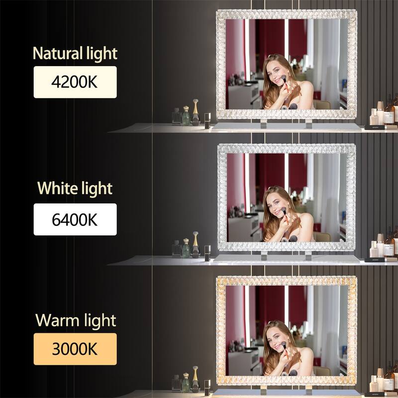 LED Crystal Mirror Light With Dimmable Lights