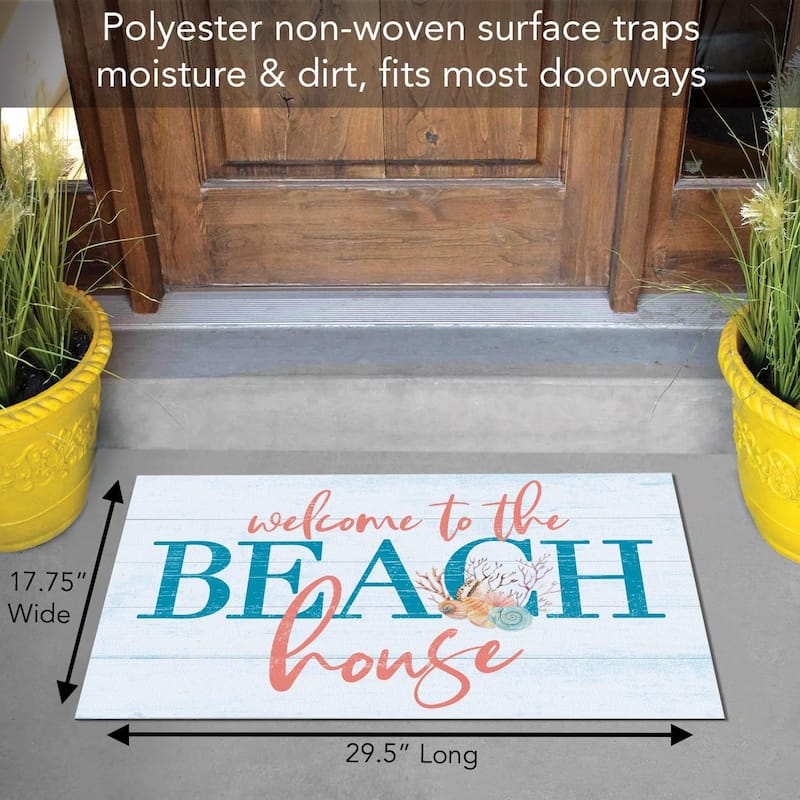 Beach House Welcome Indoor/Outdoor Entryway Floor Mat Manufactured in The USA, Non-Skid Rubber Backing, 29.5" by 17.75"