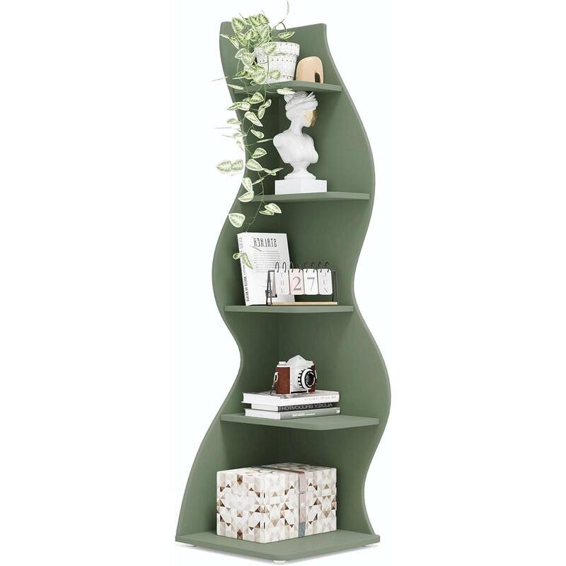 5-Tier Corner Wall Bookshelf - Storage Rack and Plant Stand