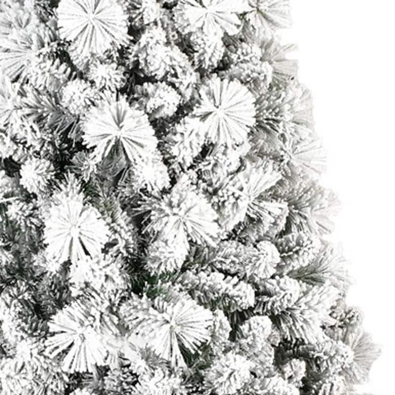 HomeRoots 9' Green And White Slender Flocked Pine Christmas Tree