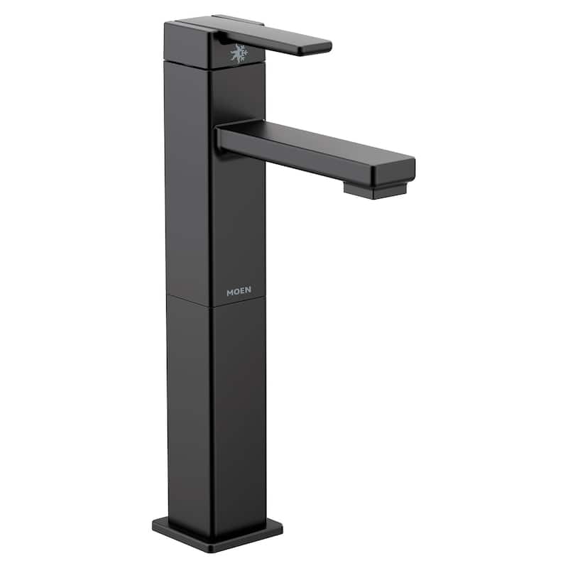 Moen 90 Degree 1.2 GPM Vessel Single Hole Bathroom Faucet with Pop-Up - Matte Black