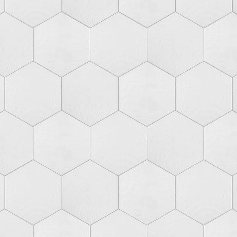 Merola Tile Gaudi Hex White 8-5/8" x 9-7/8" Porcelain Floor and Wall Tile