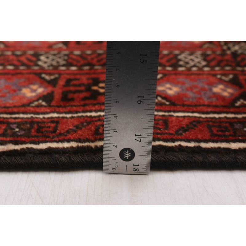 ECARPETGALLERY Hand-knotted Baluch Red Wool Rug - 4'0 x 7'5