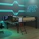 preview thumbnail 22 of 32, LED Lights Loft Bed with Desk,Storage Shelves and Guard