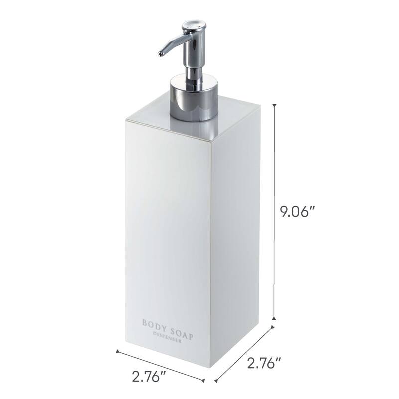 Yamazaki Home Square Shower Dispenser - Three Styles, ABS Plastic, Body Soap - L 2.76 x W 2.76 x H 9.06 inches