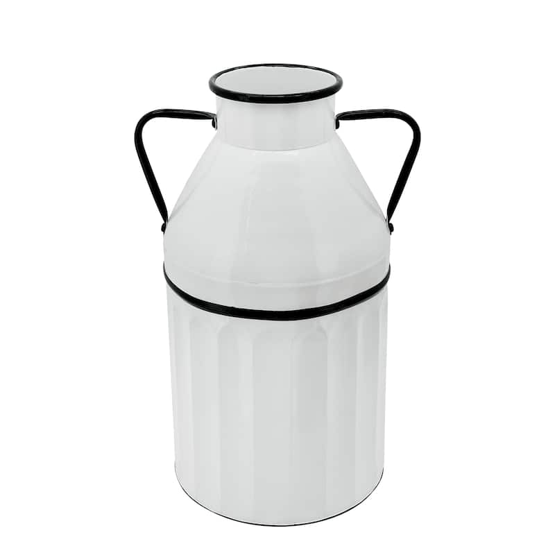 Metal Milk Bucket, White, Cylinder