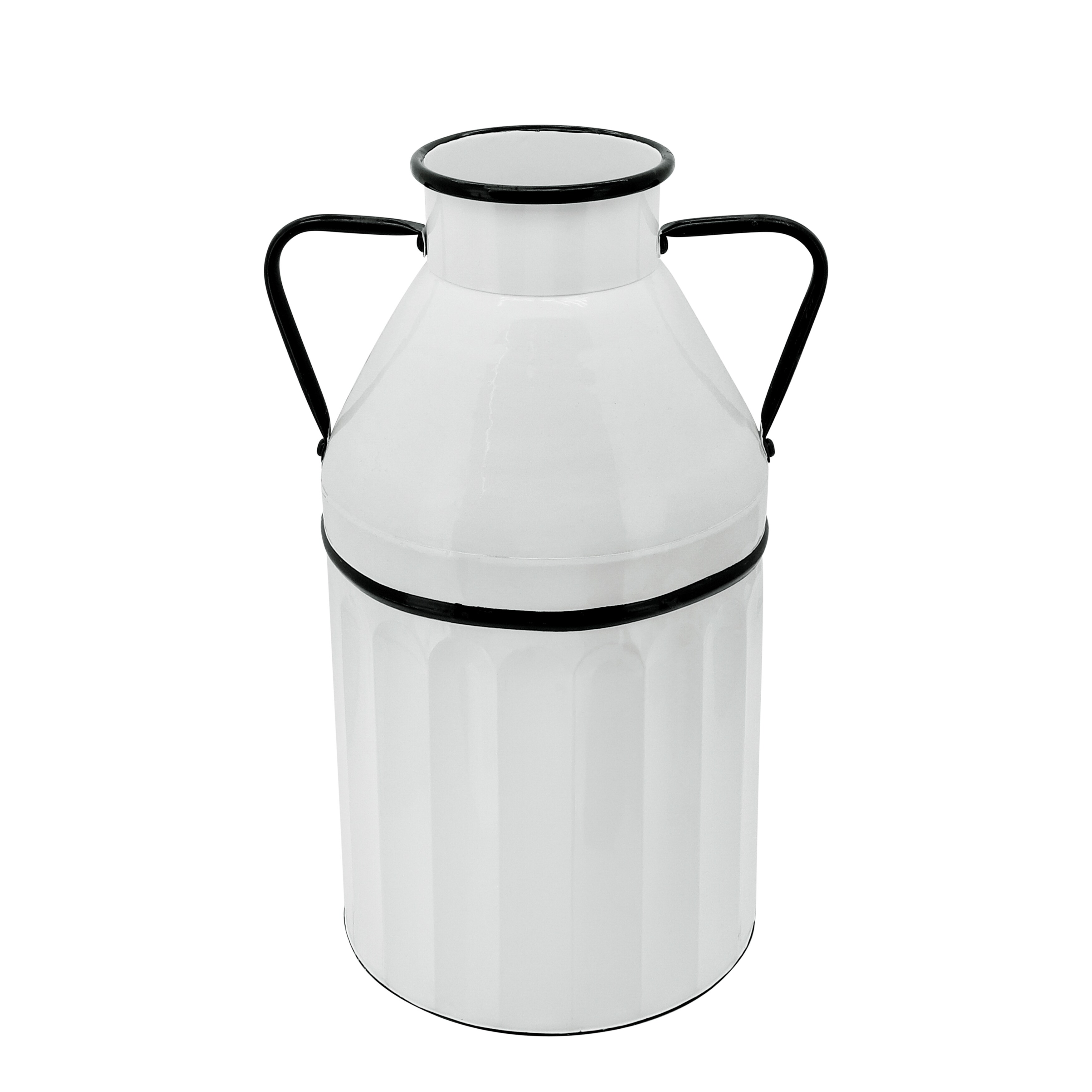 Metal Milk Bucket, White, Cylinder