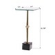 preview thumbnail 10 of 11, Antique Brass Square Glass Marble Pedestal Table Drink Table
