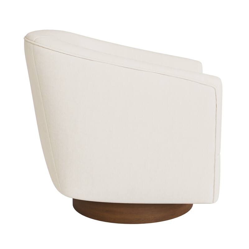 Modern Wooden Barrel Swivel Accent Chair Upholstery Armchair for Living Room