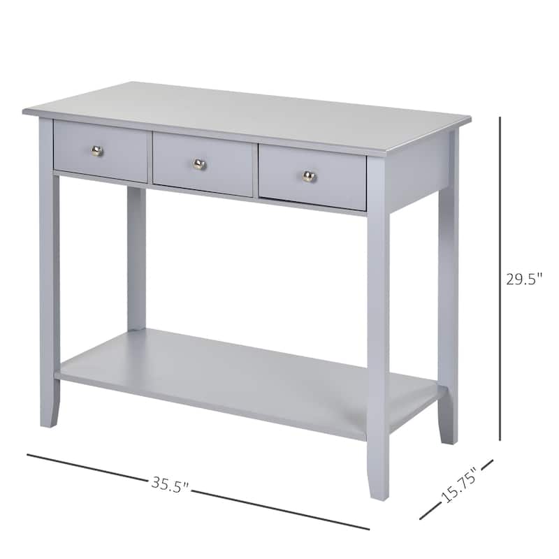 HOMCOM Console Table Industrial Desk with Drawer Bottom Shelf & Large Tabletop for Pictures, Great for the Entryway