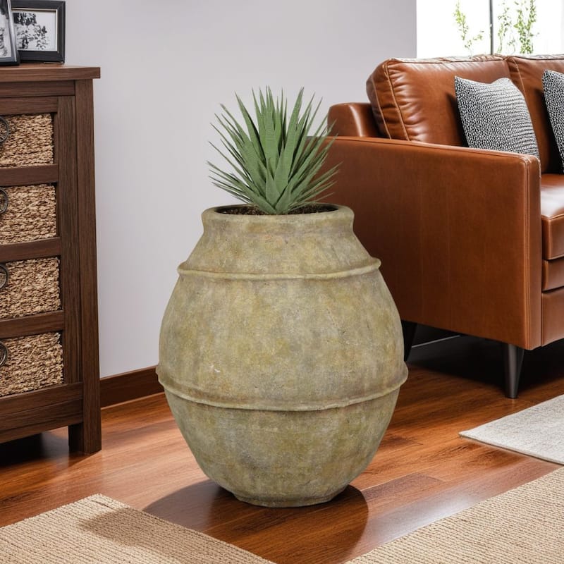 Lia Garden Planter, 23 Inch Round Pot, Earthy Brown Terracotta