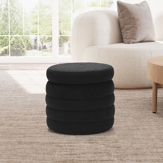 Bayville 16" Tall Sherpa Round Ottoman With Storage