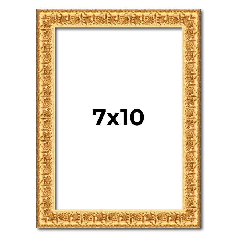 7x10 Frame Gold Real Wood Picture Frame Width 1 inches | Interior
