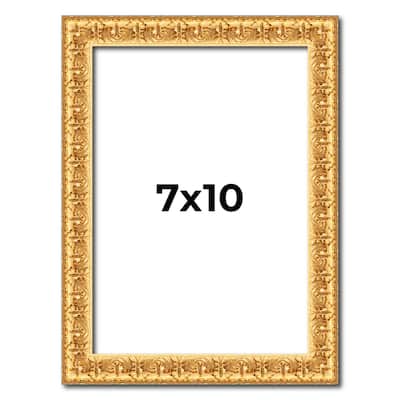 7x10 Frame Gold Real Wood Picture Frame Width 1 inches | Interior
