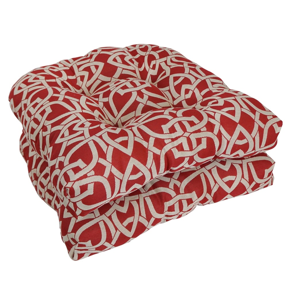 19-inch Rounded Back Premium Woven Outdoor Chair Cushions (Set of 2) - 19 x 19