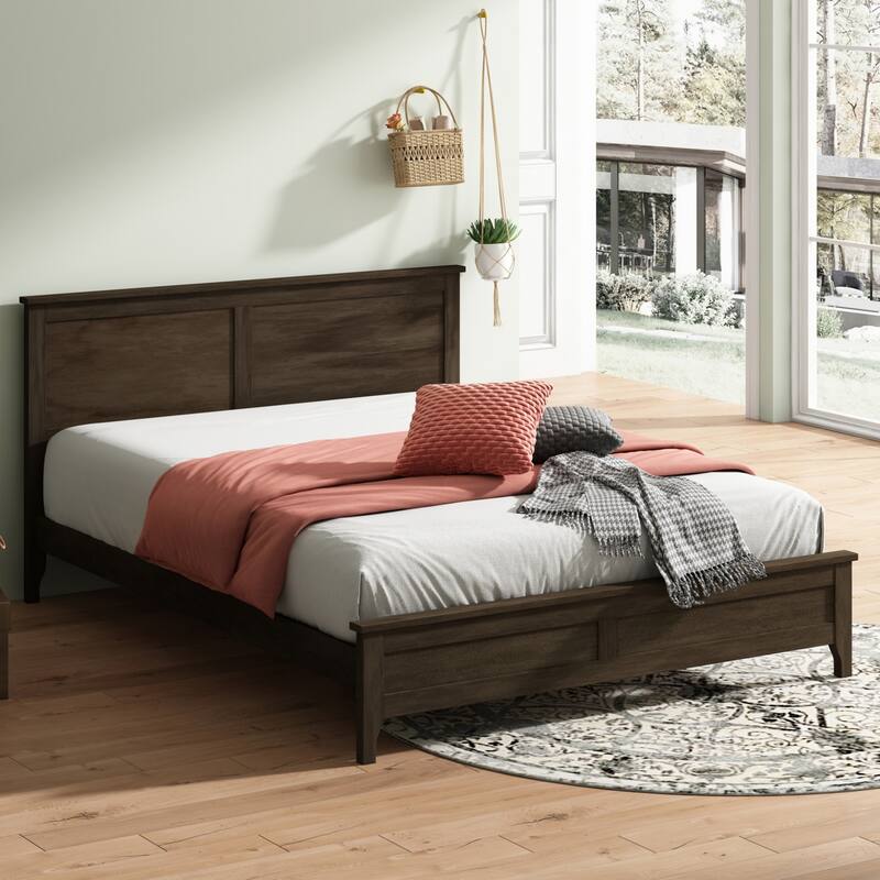 Modern Pine Platform Bed, Solid Wood Support, No Box Spring Needed, Perfect for Bedroom