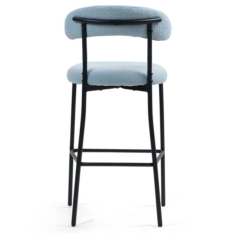Counter Height Bar Stools Set of 2, Dining Chairs with Curved Backrest, Kitchen Island Chairs with Footrest and Metal Legs