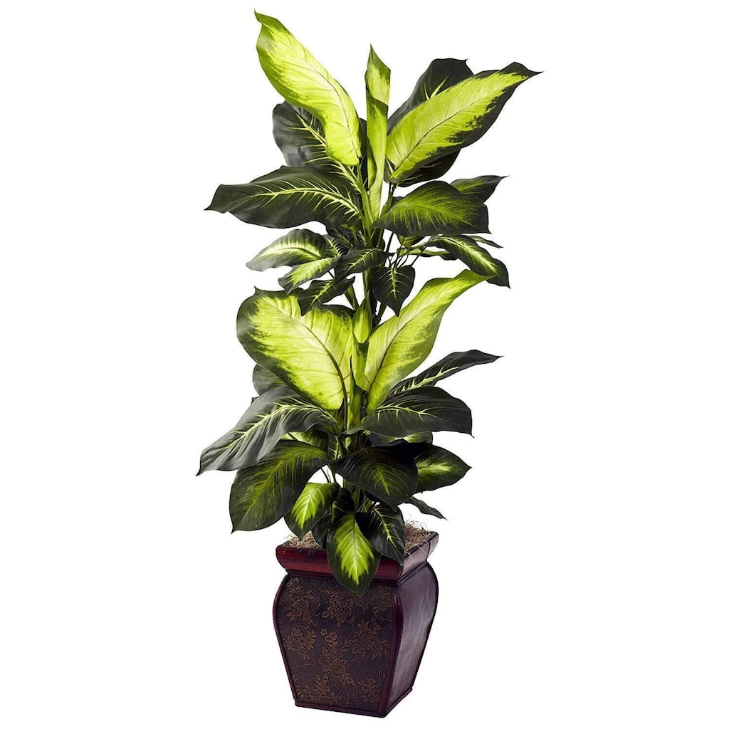 Modern Dieffenbachia Plant with Planter - 45" Artificial Indoor Decor - No Watering Needed - HomeStock - 3.75ft.