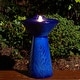 preview thumbnail 2 of 18, Glitzhome 27.5"H LED Turquoise Two Birds Embossed Ceramic Fountain Blue