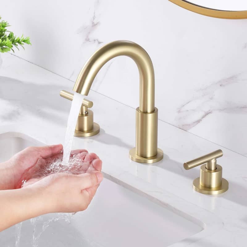 8 Inch Widespread Bathroom Sink Faucet 3 Holes Bathroom Faucet Double Handle Modern Basin Vanity Faucets Deck Mounted No Drain