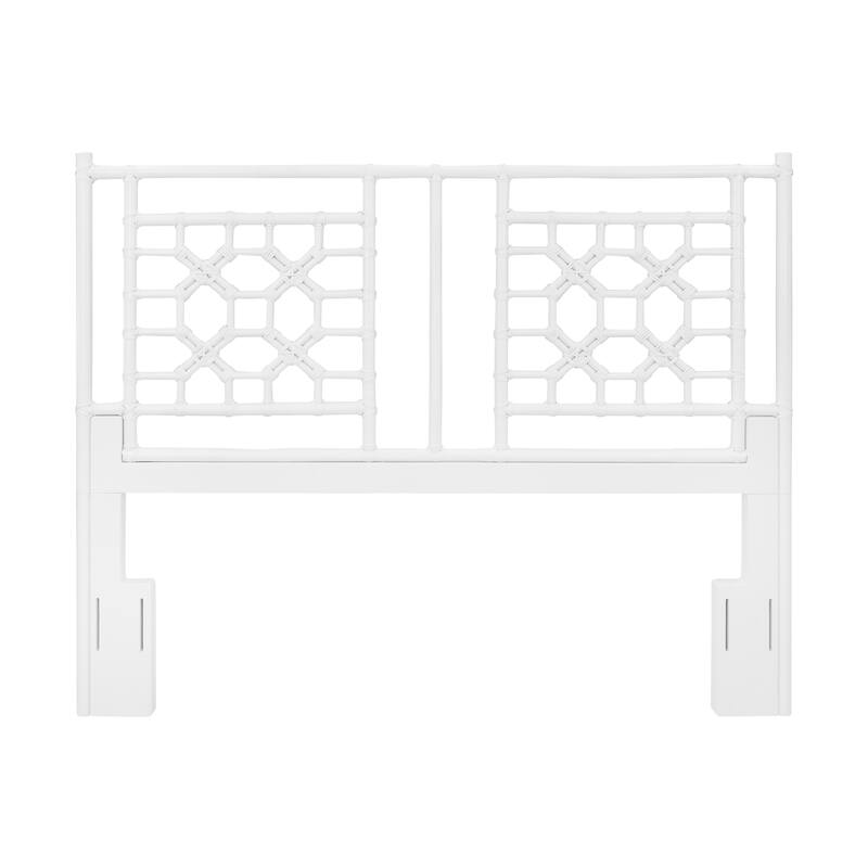 Handmade Natural Wood And Rattan Headboard by East at Main - White - Full