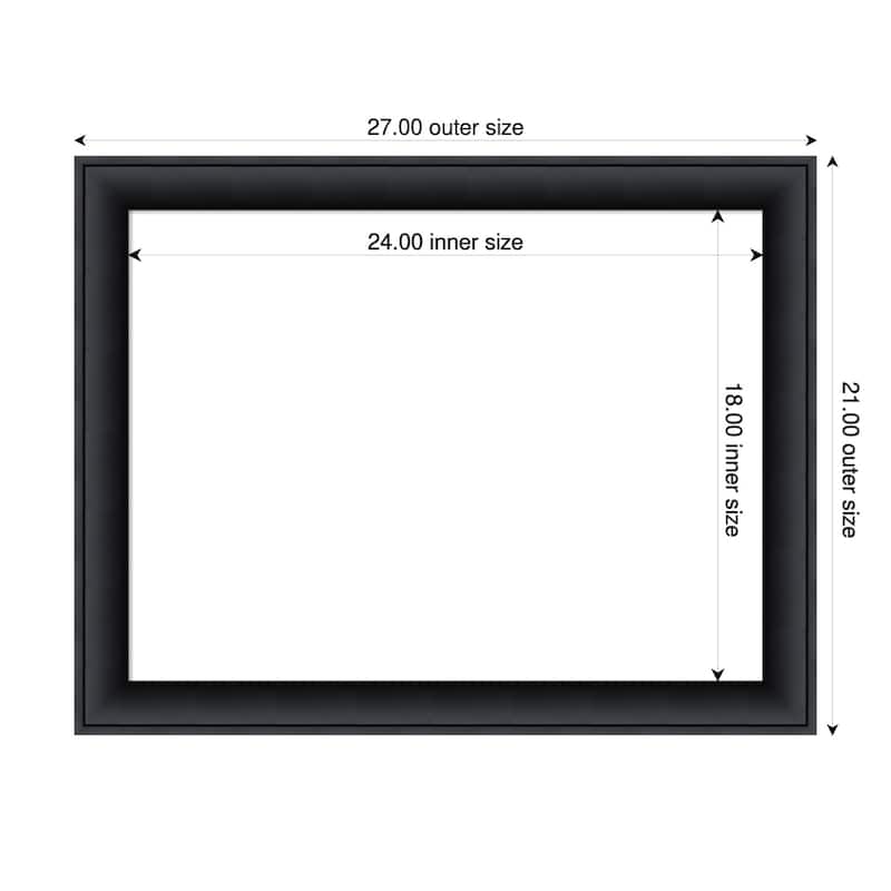 Amanti Art Nero Black Framed Dry Erase Magnetic Board - 27 x 21 in