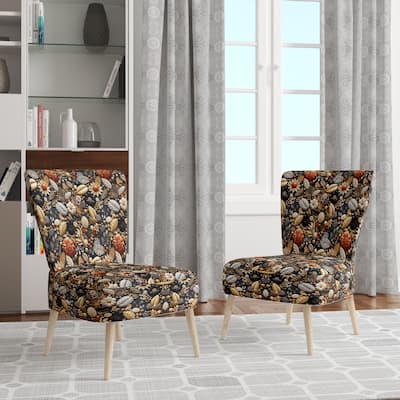 Designart "Black Jewerly Boho Chic I" Upholstered Floral Accent Chair - Bohemian & Eclectic Side Chair in Multiple Color