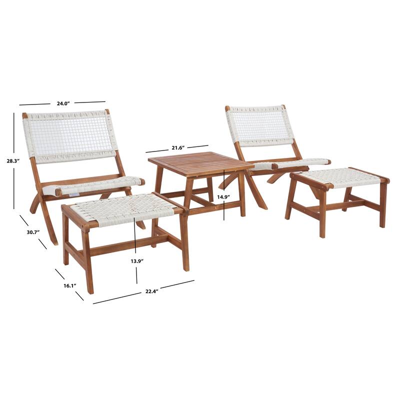 SAFAVIEH Lissy Acacia/ Rope Outdoor Chair & Table Set - 24W x 28D x 31H