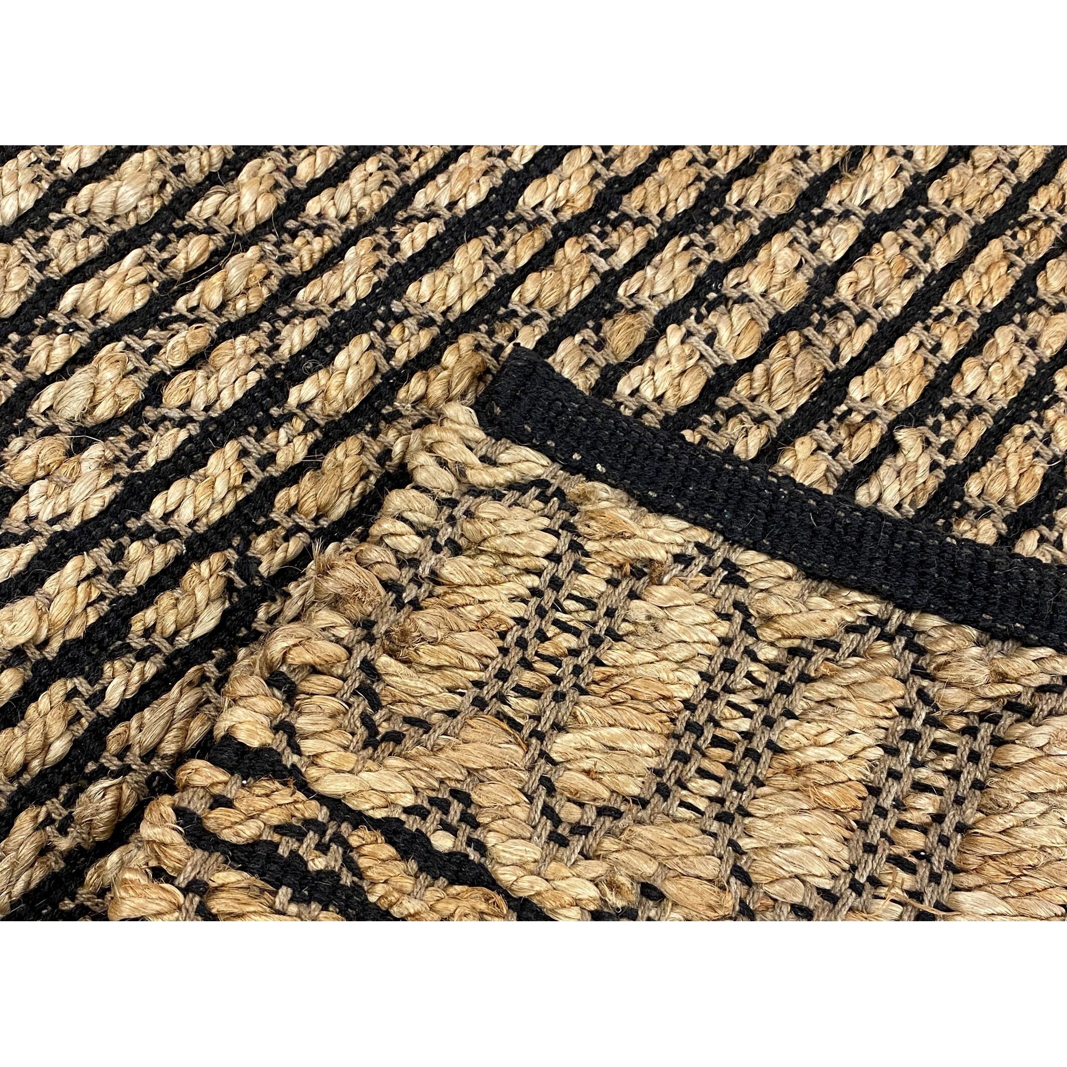 Tan/Black Lr Home Hand-Woven Geometric Black and Jute Rug Tan/Black Lr Home Hand-Woven Geometric Black and Jute Rug