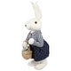 preview thumbnail 4 of 4, Standing Girl Bunny with Basket Easter Figure - 19" - Navy Blue
