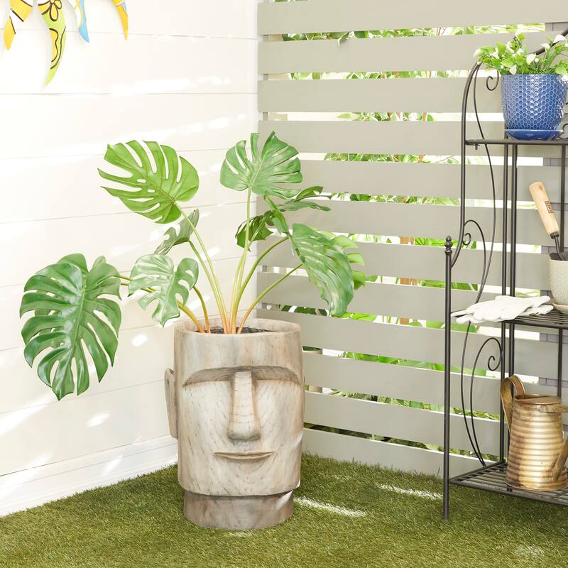 Magnesium Oxide Easter Island Head Planter - 13 x 14 x 18