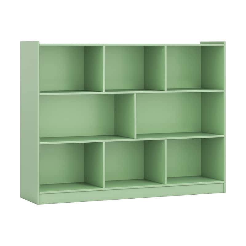 Freestanding 3-Tier Bookcase with 8 Open Cubes and Sturdy Screw Construction and Floor Protection