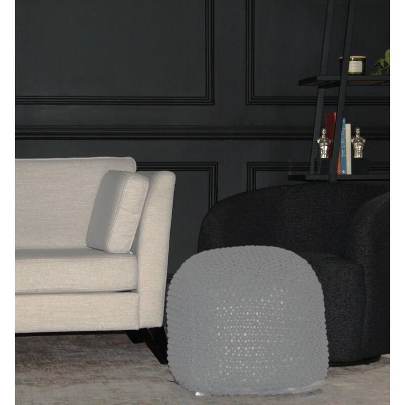 Semi-Rounded Pouf - Cable Knitted - Handmade - Perfect Seating