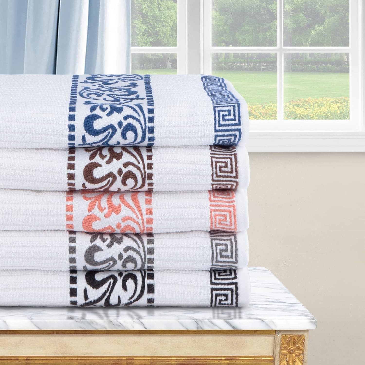 Greek key best sale towel set