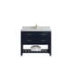 preview thumbnail 32 of 128, Willow Collections 42 x 22 Parker Single Bowl Sink Bathroom Vanity with 2 in Quartz 2" Carrara Quartz - Navy Blue