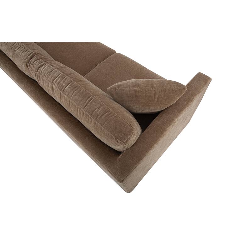 NADAAL STUDIOS Nyver Left-Facing Sectional, Deep Seat Layout with Oak Legs and Textured Polyester Upholstery, Camel