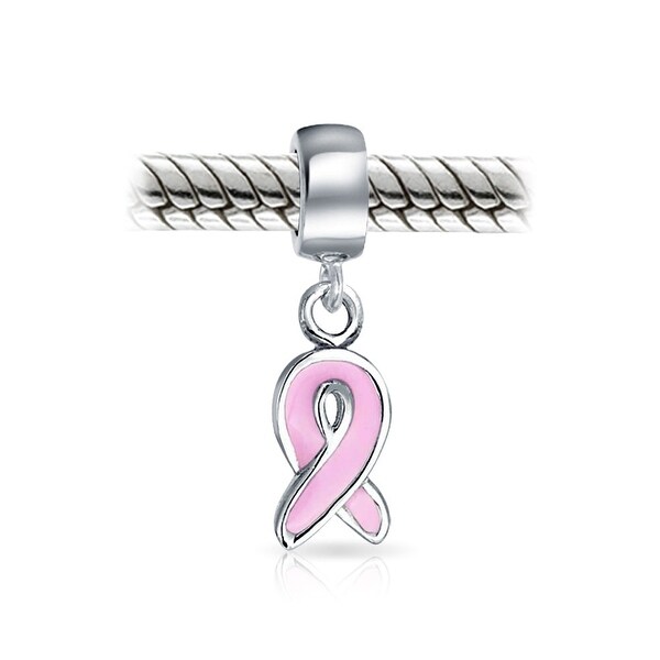 Sterling Silver Ribbon with Hope Awareness Sign Bead for European Charm Bracelet
