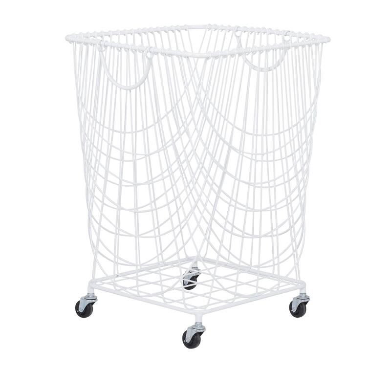CosmoLiving by Cosmopolitan 26x16 Metal Rolling Storage Basket - 16"L x 16"W x 24"H