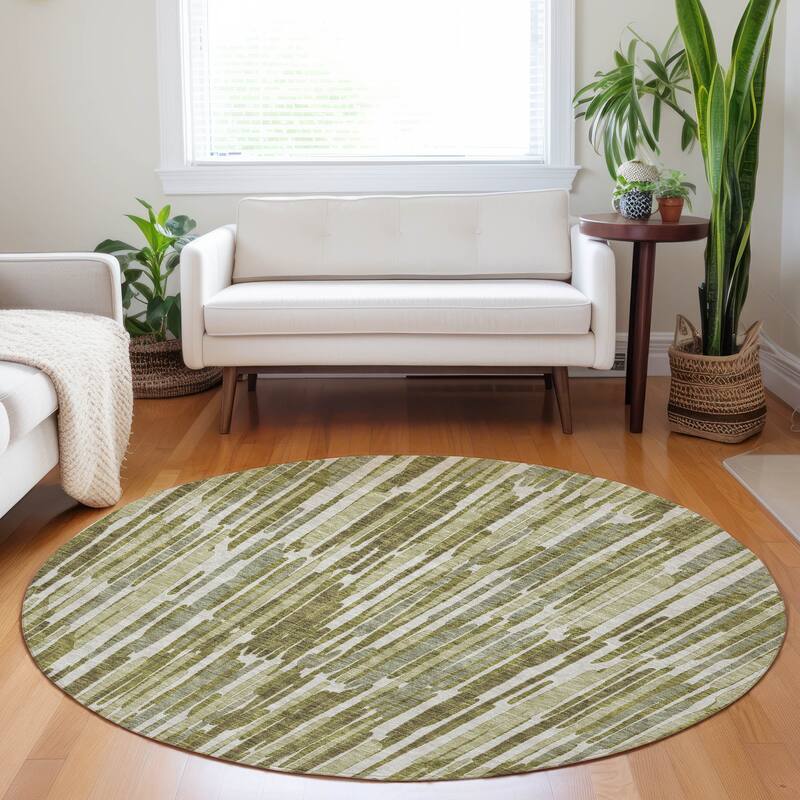 Premium Washable Super Soft Modern Ombre Mayfield Rug - Olive - 8' x 8' - Round