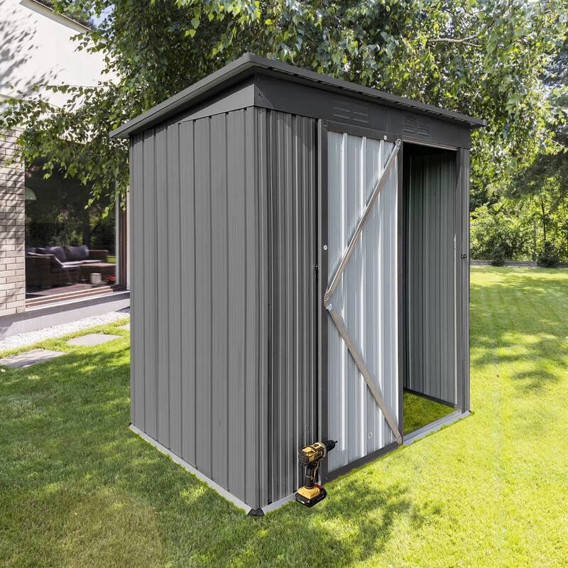 GDFStudio - Metal Garden Shed 5ft x 4ft Outdoor Storage Shed with Hinged Door and Padlock