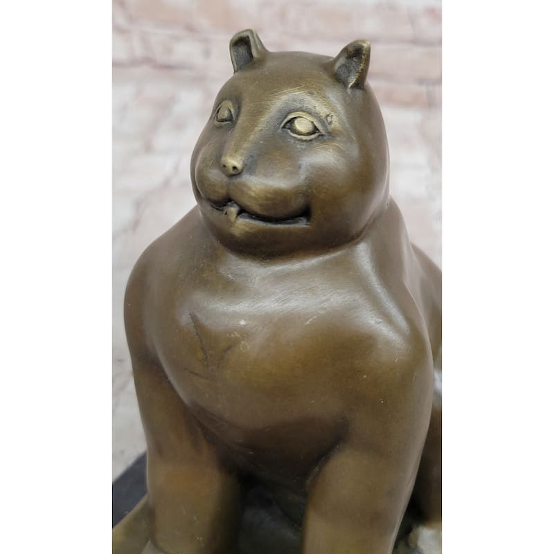 Fat Cat Gato Bronze Statue Sculpture Modern Art Figure After Fernando Botero