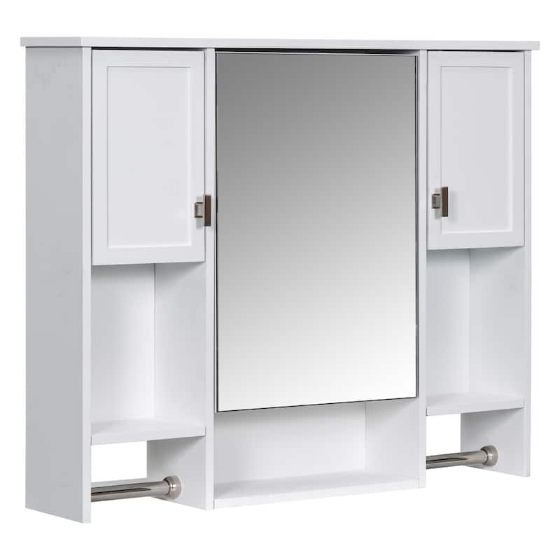 35''x 28''Wall Mounted Bathroom Storage Cabinet,Wall Cabinet with Mirror,Medicine Cabinet with Towels Bar