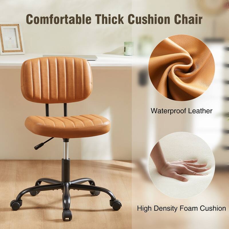Low Back PU Leather Task Chairs with Adjustable Height & Smooth Swivel