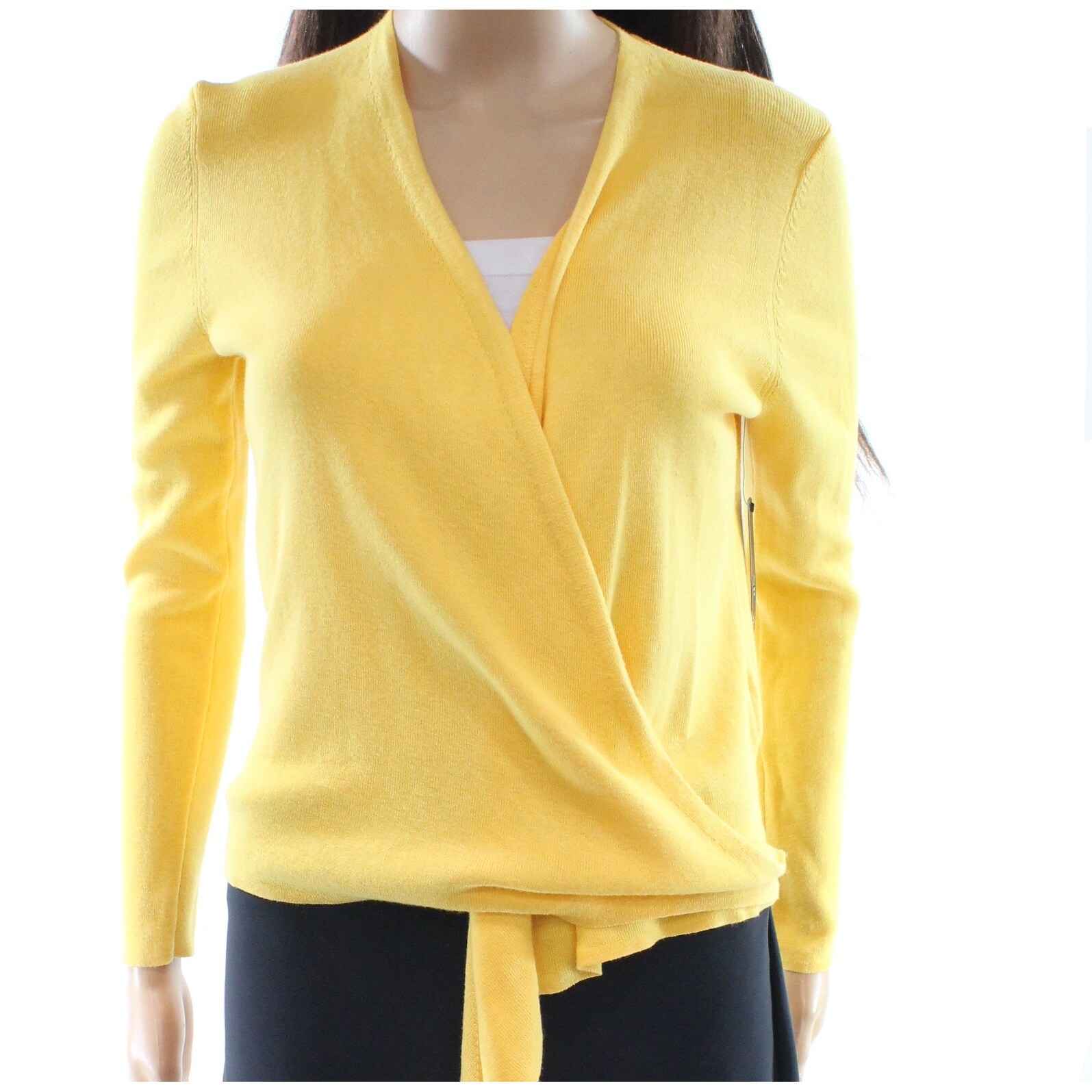 yellow wrap sweater