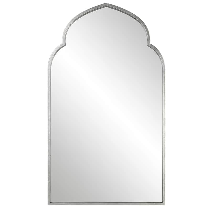Porch & Den Arabesque Iron Frame Wall Mirror - 38 x 22 x 1.25 - Soft Silver