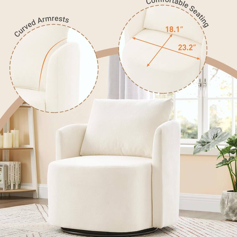 360° Swivel Chair - Chenille Upholstery, 440lb Capacity, Barrel Design