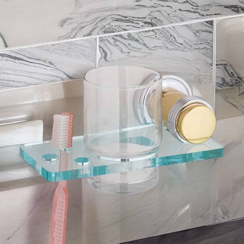 Glass Toothbrush Holder Victorian Spectrum Brass and Chrome Flange Renovators Supply