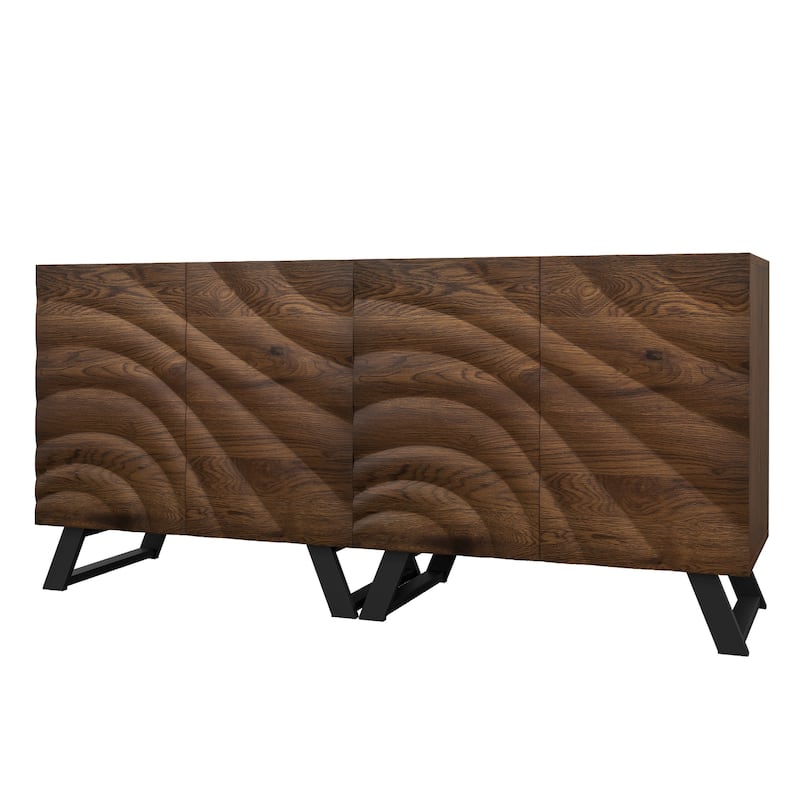 2/4 Door Wood Storage Cabinet Sideboard Buffet TV Stand with Adjustable Shelves